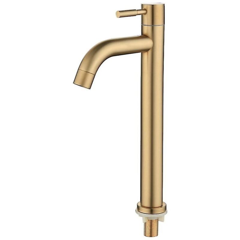 Robinet de lavabo simple à eau froide en or brossé 304 Matériau Mélangeur de lavabo Robinet de lavabo de salle de bain Mélangeur de lavage à l'eau