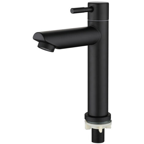 Robinet de lavabo simple eau froide - robinet noir à bec droit (sans flexible)