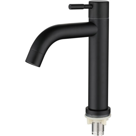 Robinet de lavabo simple en acier inoxydable G1/2 po, type coude noir (sans tuyau), pour salle de bain et toilettes.