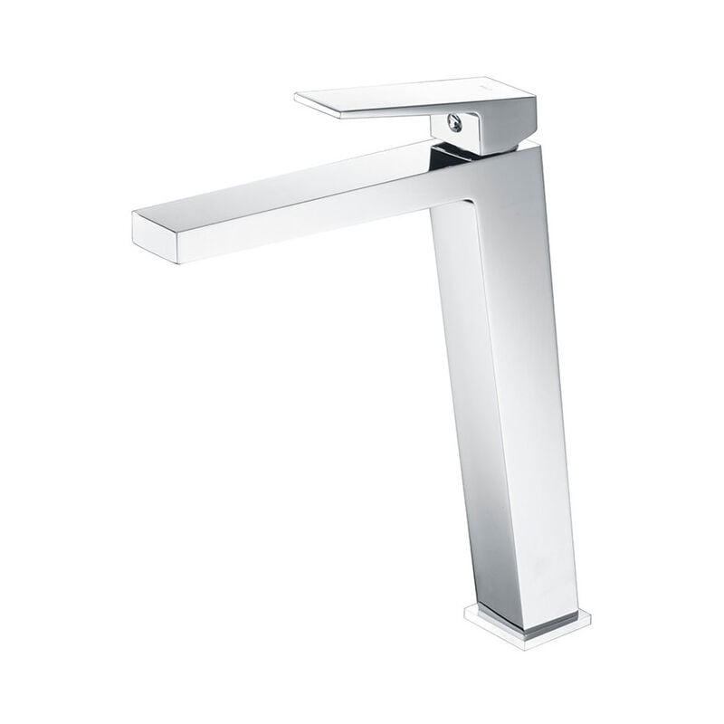 Robinet de lavabo de salle de bain monocommande à bec haut pour eau chaude et froide - Couleur Chrome