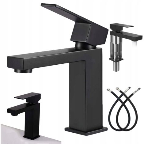 ROBINET DE LAVABO SUR PIED À LEVIER UNIQUE - ACIER NOIR