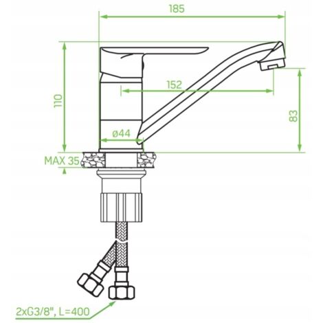 Robinet de lavabo sur pied chromé Appia avec bec orientable