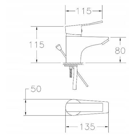 Robinet de lavabo sur pied chromé Madera avec bouchon