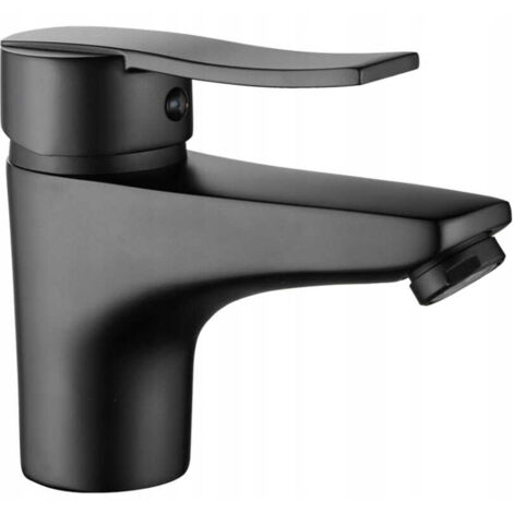 Robinet de lavabo sur pied Madera noir à levier unique avec bouchon clic-clac