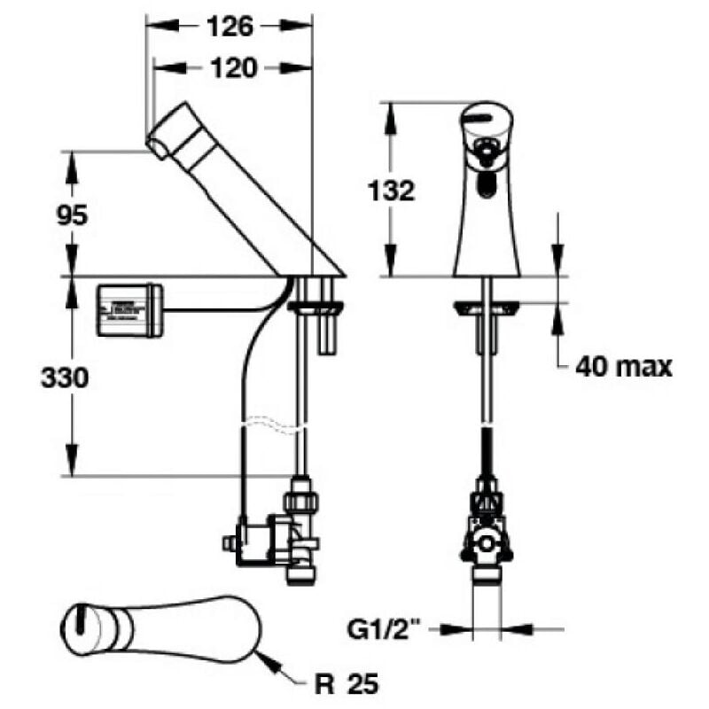 Presto - Robinet de lavabo sur plage électronique ir à pile 6V Neo Sensor chromé