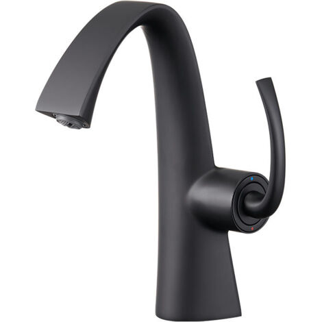 Robinet de lavabo tout cuivre avec cartouche céramique, design de salle de bain moderne, noir