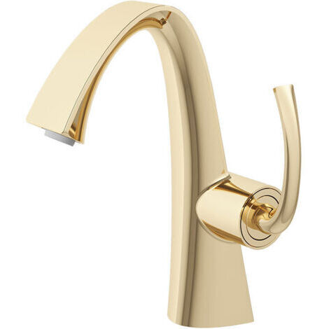 Robinet de lavabo tout cuivre avec cartouche céramique, design de salle de bain moderne, or brossé