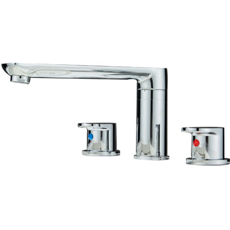 Robinet de lavabo tout en cuivre haute monté avec bec thermostatique pour installation sur ou sous le comptoir, finition dorée filée - Alovez