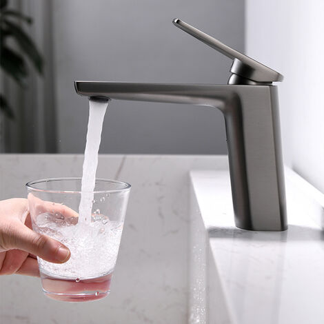 Robinet de lavabo tout en cuivre, robinet de cendre de pistolet, robinet de lavabo de salle de bain, mitigeur de lavabo, robinet d'évier, tirez la salle de bain