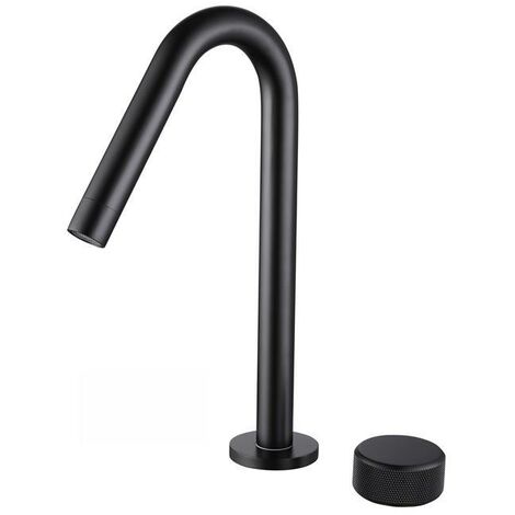 Robinet de lavabo, tuyau incliné fendu mitigeur mitigeur rotatif, robinet de lavabo à double trou, noir 32003