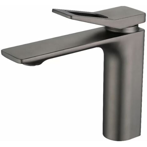 Robinet de lavabo,grey robinet de salle de bain, inox 304 brossé, robinet de lavabo anticalcaire, robinet chaud et froid