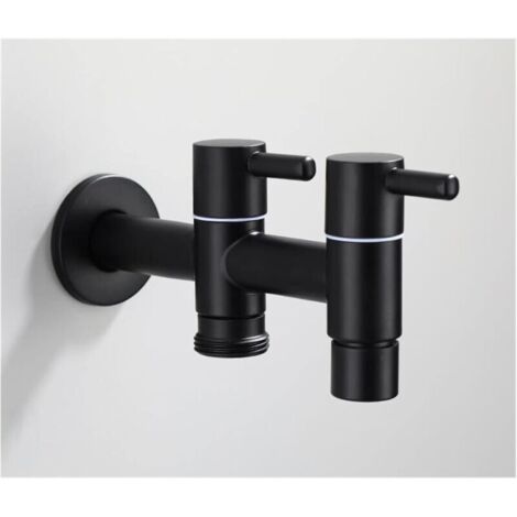 Robinet de machine à laver 1 pièce, robinet à double interrupteur, robinet d'eau froide mural, robinet d'évier étendu en acier inoxydable, robinet de machine à laver de jardin de piscine