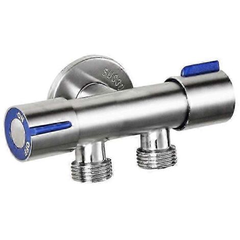 Robinet de machine à laver Barsinfi Pol, avec deux poignées, en acier inoxydable, pour eau froide