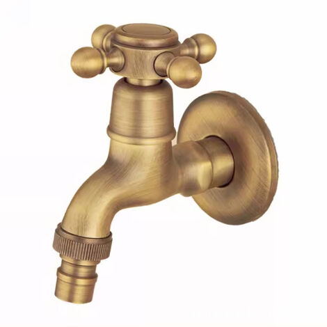 Robinet de machine à laver court de style ancien, robinet d'eau froide simple en laiton massif, commande à poignée unique, facile à installer.