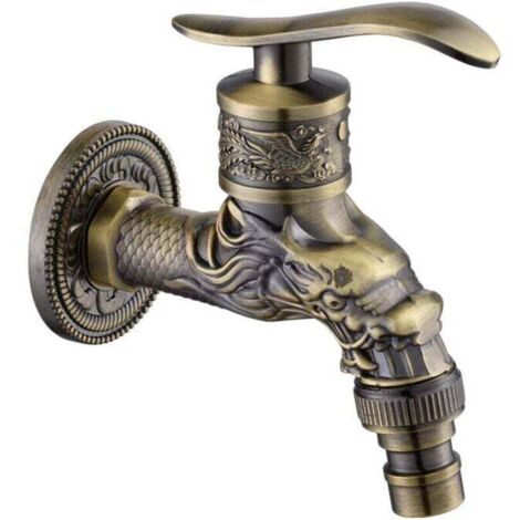 Robinet de machine à laver de piscine à vadrouille froide simple antique, robinet de balcon extérieur à 4 points, robinet rétro en bronze 1010.8cm