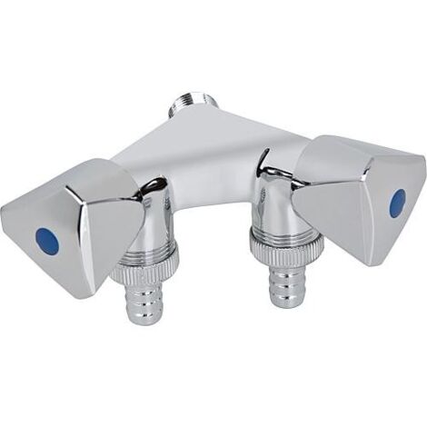 Robinet de machine a laver double chrome, 2 robinets, DN20 Male DN15 FxDN20 M avec clapet anti retour