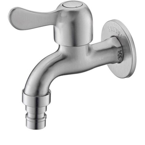 Robinet de machine à laver en acier inoxydable 304 épais, robinet de piscine à rallonge ([4 points] machine à laver à bouche avec poignée en fonte de précision 304