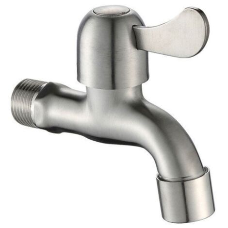 Robinet de machine à laver en acier inoxydable 304 épais, robinet de piscine à serpillière allongée ([4 points] robinet en acier inoxydable 304, filtre, poignée estampée)