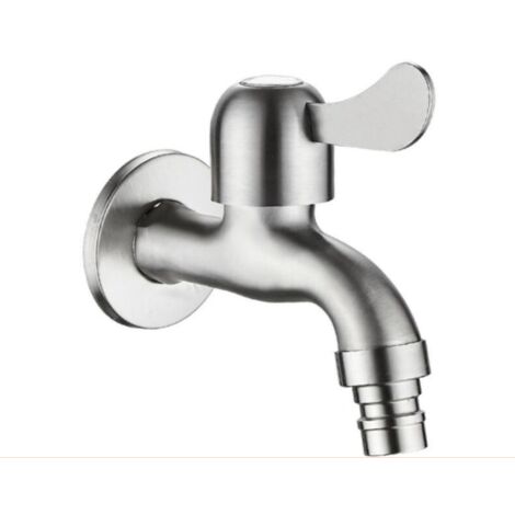 Robinet de machine à laver en acier inoxydable 304 épais, robinet de piscine à serpillière allongée (robinet imitation alliage brossé 304 [4 points])