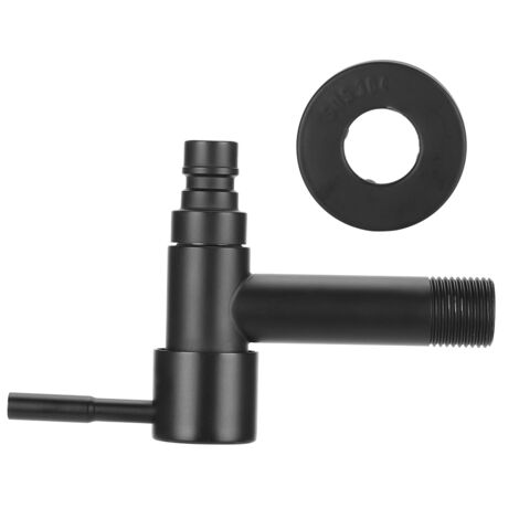 Robinet de Machine à Laver Noir Acier Inoxydable Court, Type Simple Froid pour Évier G1/2"