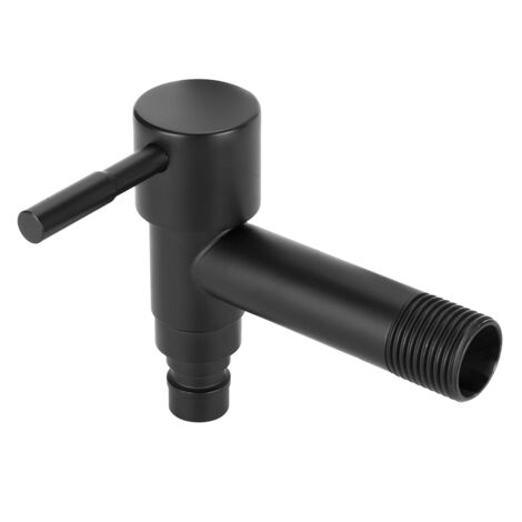 Robinet de Machine à Laver Noir Acier Inoxydable G1/2" Type Court - Robinet d'Évier Froid pour Lave-linge