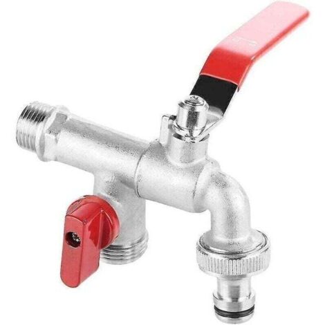 Robinet de machine à laver robinet d'extérieur robinet d'eau à 90 degrés double valve 1/2 "robinet en laiton pour machine à laver pour jardin extérieur