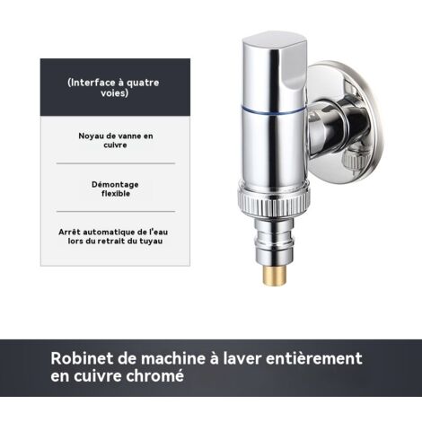 Robinet de machine à laver tout cuivre avec arrêt d'eau automatique, interface 1/2 pouce