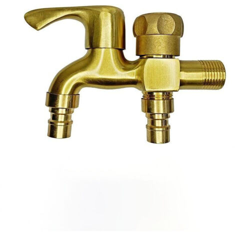 Robinet de machine à laver tout en cuivre à une entrée et deux sorties, robinet d'eau du robinet multifonctionnel à double usage