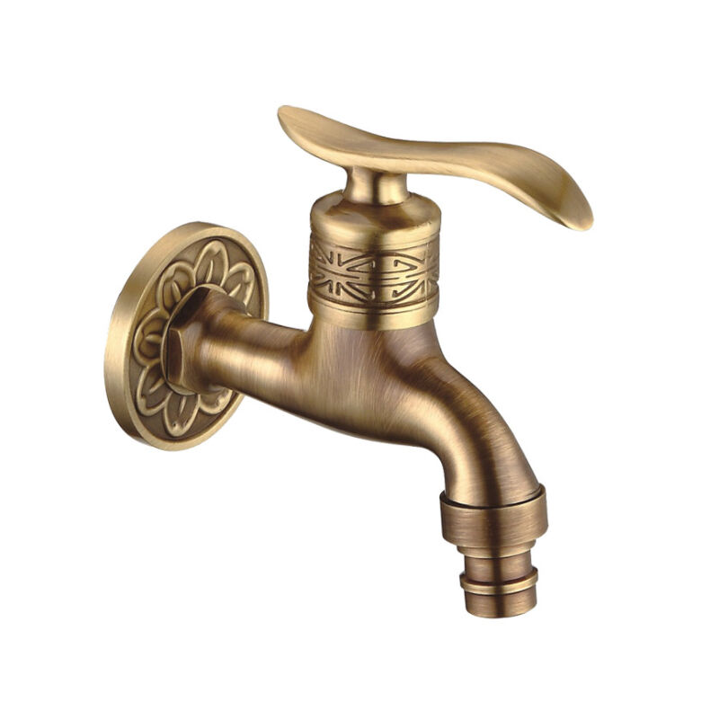 Robinet de machine à laver antique, robinet de piscine à vadrouille allongée de style européen tout en cuivre, froid simple à 4 points (pointe,