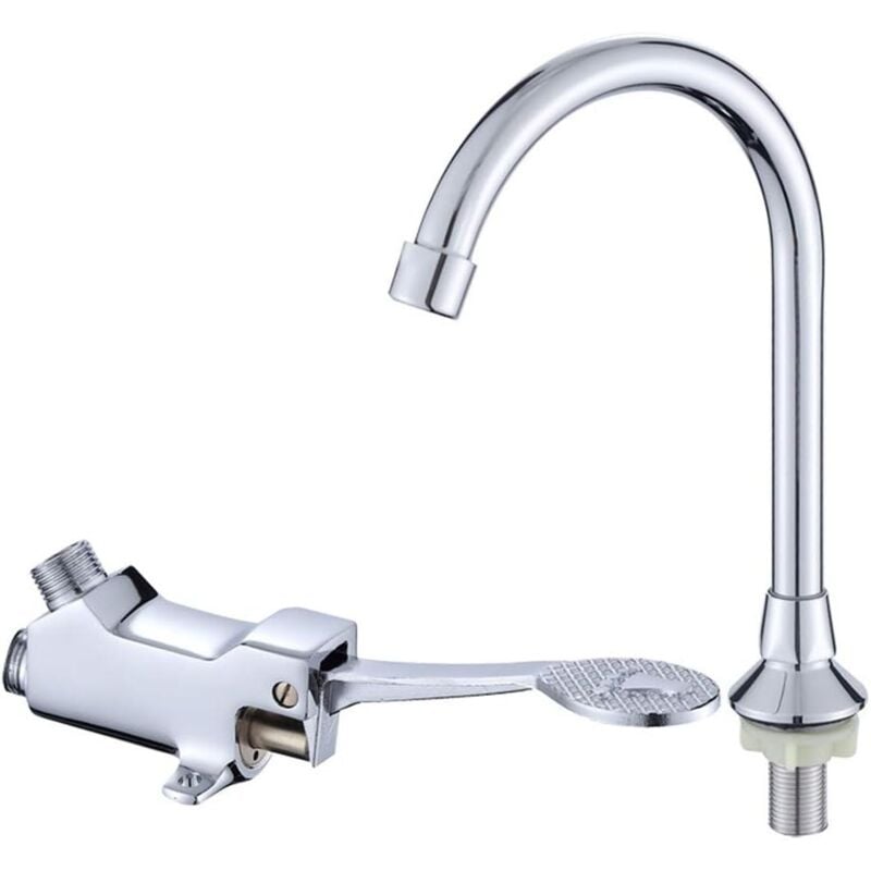 Tonchean - Robinet de pédale mains libres pour pieds, robinet+pédale de pied+sortie+raccords d'entrée+installations, robinet de contrôle de pied pour