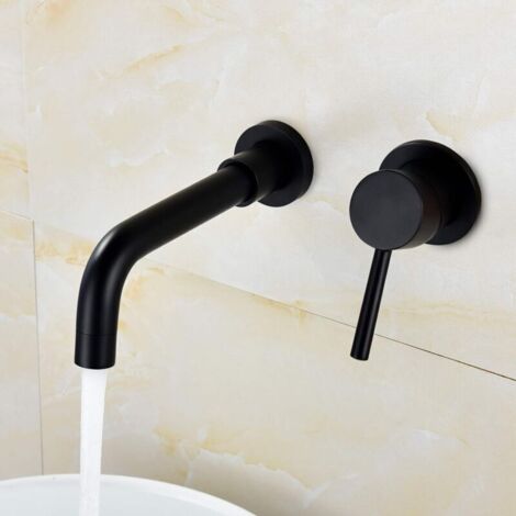 robinet de peinture en laiton noir, mélangeur de salle de bain mural, robinets de lavabo muraux, robinet de lavabo mural pour salle de bain ou lavabo,