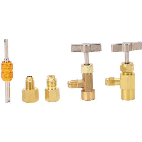 Robinet de perçage auto-obturant en laiton R134A avec adaptateurs pour réservoir de réfrigérant, pour climatisation.