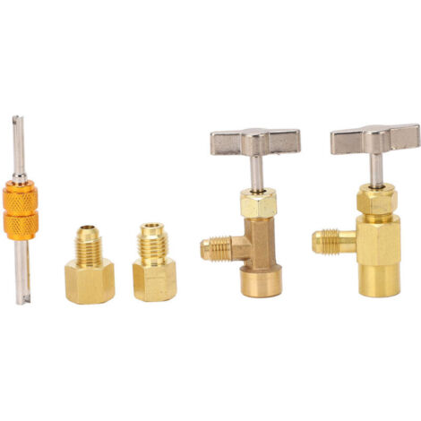 Robinet de perçage auto-obturant en laiton R134A avec adaptateurs pour réservoir de réfrigérant, pour climatisation.