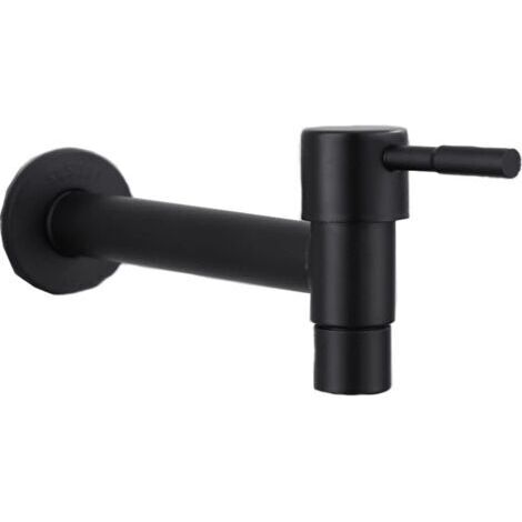 Robinet de piscine à vadrouille, robinet mural noir, robinet mural, robinet d'eau froide, lavabo de salle de bain, balcon long (noir)-robinet lavabo vasque
