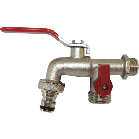 Robinet de puisage 1/4 tour laiton 15x21-20x27 sortie supp.