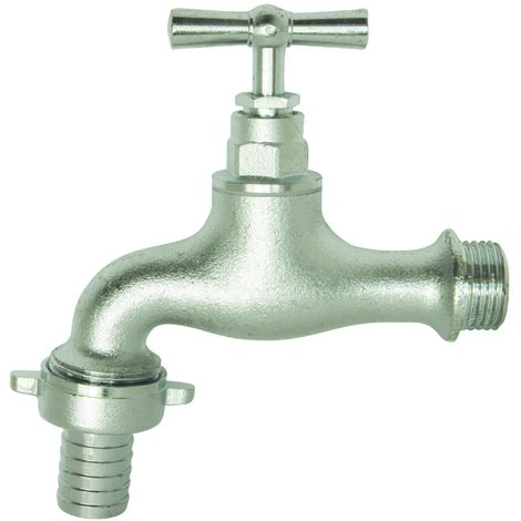 Ayor – Robinet extérieur de puisage à potence chromé – Mâle 1/2' – Raccord au nez 3/4' – Corps laiton CW617N – Pression max 10 bars