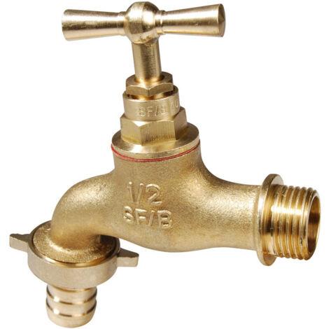 Robinet de puisage laiton brossé - Tête à potence - raccord au nez 15x21 - 20x27