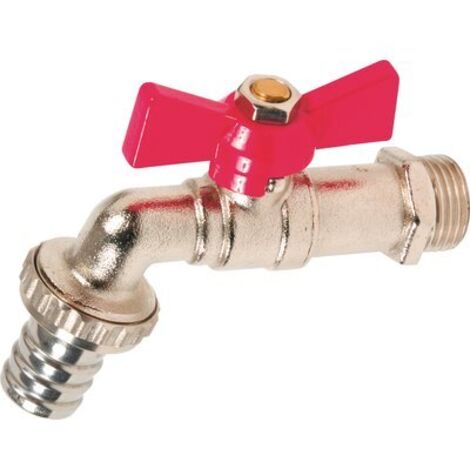 Robinet de puisage laiton nickelé avec manette papillon alu rouge - Série 6961 20x27 - 26x34