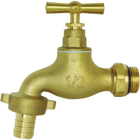 Robinet de puisage orientable à potence - Poignée plate - Mâle 1/2 Sortie 3/4 - Brossé