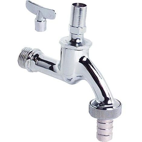 Robinet de purge, chrome poli R 1/2" avec tete de cle tubulaire et embout a olive