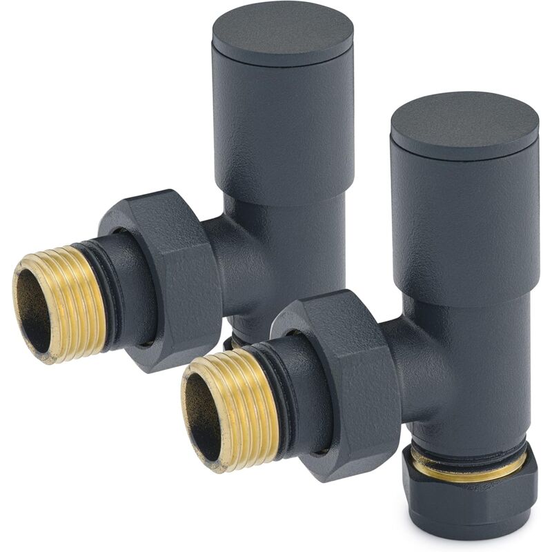 Shining House - Robinet de Radiateur Anthracite - Design Vertical avec Porte-Serviettes et Connexion Inclinée