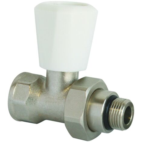 Somatherm – Robinet radiateur manuel droit 3/8' (12/17) – Corps laiton nickelé – Raccordement étanche – Pression 10 bars – Température max 100°C