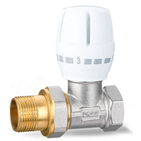 Robinet de Radiateur Thermostatique Droit 3/4，Vanne de régulation de température manuelle droite Dissipateur de chaleur Vanne de régulation de température manuelle（DN20）