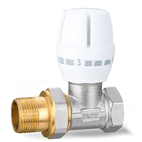 Robinet de Radiateur Thermostatique Droit  3/4，Vanne de régulation de température manuelle droite Dissipateur de chaleur Vanne de régulation de température manuelle（DN20）
