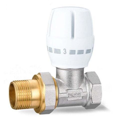 Robinet de Radiateur Thermostatique Droit  3/4，Vanne de régulation de température manuelle droite Dissipateur de chaleur Vanne de régulation de température manuelle（DN20）