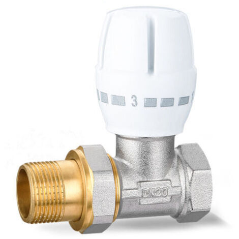 Robinet de Radiateur Thermostatique Droit  3/4，Vanne de régulation de température manuelle droite Dissipateur de chaleur Vanne de régulation de température manuelle（DN20）