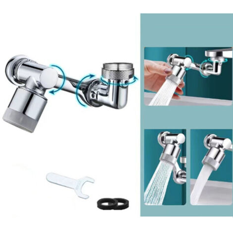 Robinet de rallonge pivotant à 1080° robinet multifonctionnel régulateur de jet robinet pivotant rallonge avec mousseur 2 modes robinet adaptateur avec mousseur universel en laiton