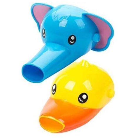 Robinet de rallonge pour Enfants Bébés Enfants - Ensemble de 2 rallonges d'animaux pour robinetterie, évier pour Lavage des Mains (éléphant + Canards)
