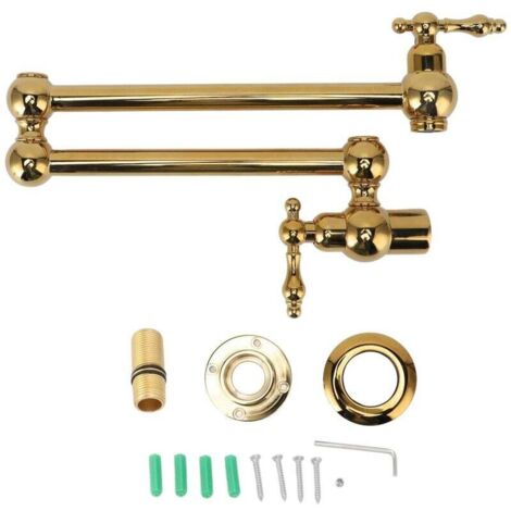 Robinet de Remplissage de Marmite, Robinet de Cuisine Mural en Cuivre Pliant Extensible Simple Robinet Froid avec Bras Oscillant à Double Articulation Robinet D'évier à Bras Oscillant(Titane)