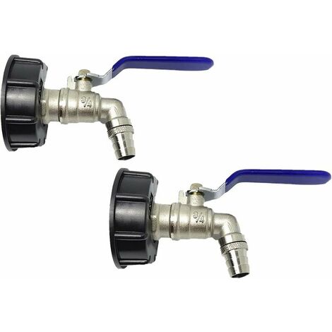 Robinet de réservoir 1000L, robinet pour IBC robinet de récupération d'eau de pluie, adaptateur de réservoir, adaptateur de réservoir de drainage, robinet en laiton en filetage grossier de 60 mm (2 pi
